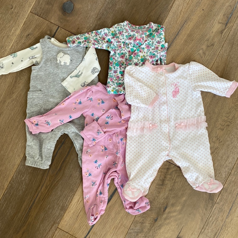 Set of 4 Newborn One Pieces - Carter’s and Little Me